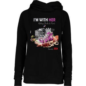 Kamala Harris 2024 IM With Her Rocking Chucks & Pearls Womens Funnel Neck Pullover Hood