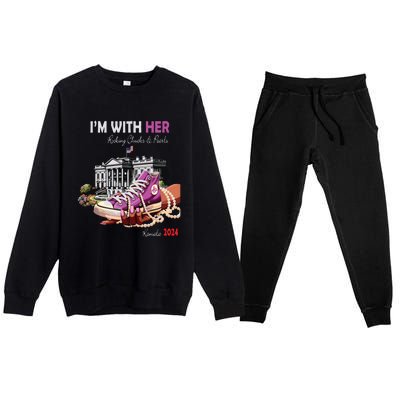 Kamala Harris 2024 IM With Her Rocking Chucks & Pearls Premium Crewneck Sweatsuit Set