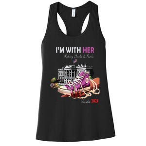 Kamala Harris 2024 IM With Her Rocking Chucks & Pearls Women's Racerback Tank