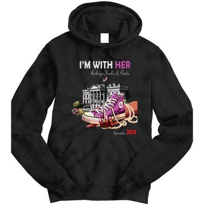 Kamala Harris 2024 IM With Her Rocking Chucks & Pearls Tie Dye Hoodie