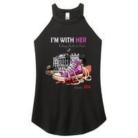 Kamala Harris 2024 IM With Her Rocking Chucks & Pearls Women's Perfect Tri Rocker Tank