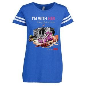 Kamala Harris 2024 IM With Her Rocking Chucks & Pearls Enza Ladies Jersey Football T-Shirt