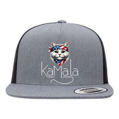 Kamala Harris 2024 Cat Lettering Positive Minimalist Harris Waltz 2024 Flat Bill Trucker Hat