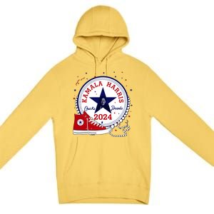 Kamala Harris 2024 Chucks And Pearls Comma La Cat Premium Pullover Hoodie