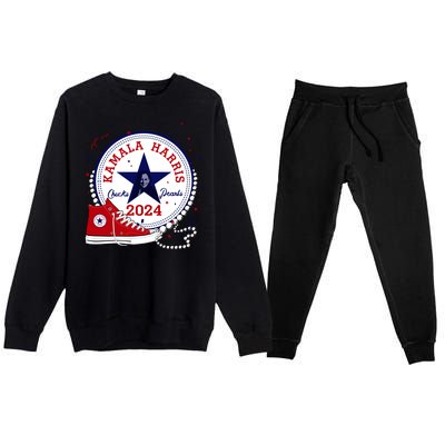 Kamala Harris 2024 Chucks And Pearls Comma La Cat Premium Crewneck Sweatsuit Set