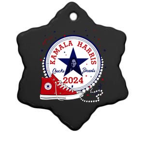 Kamala Harris 2024 Chucks And Pearls Comma La Cat Ceramic Star Ornament