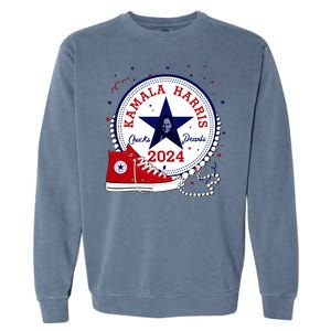 Kamala Harris 2024 Chucks And Pearls Comma La Cat Garment-Dyed Sweatshirt