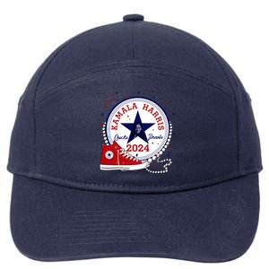 Kamala Harris 2024 Chucks And Pearls Comma La Cat 7-Panel Snapback Hat