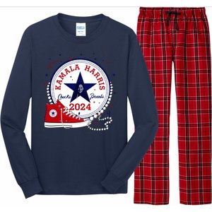 Kamala Harris 2024 Chucks And Pearls Comma La Cat Long Sleeve Pajama Set