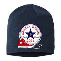 Kamala Harris 2024 Chucks And Pearls Comma La Cat Sustainable Beanie