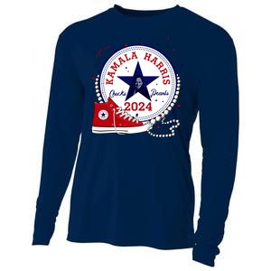 Kamala Harris 2024 Chucks And Pearls Comma La Cat Cooling Performance Long Sleeve Crew