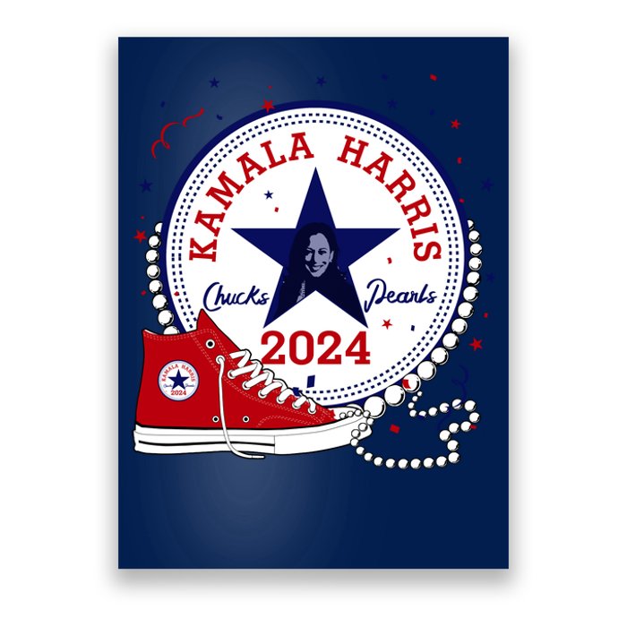 Kamala Harris 2024 Chucks And Pearls Comma La Cat Poster