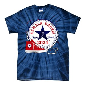 Kamala Harris 2024 Chucks And Pearls Comma La Cat Tie-Dye T-Shirt