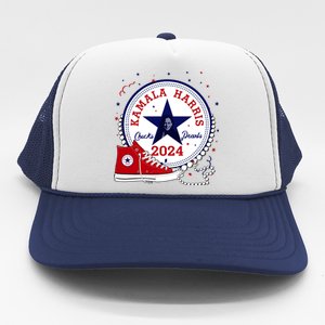 Kamala Harris 2024 Chucks And Pearls Comma La Cat Trucker Hat