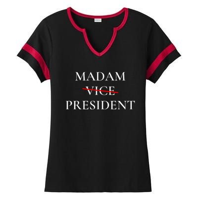 Kamala Harris 2024 Madam President Ladies Halftime Notch Neck Tee