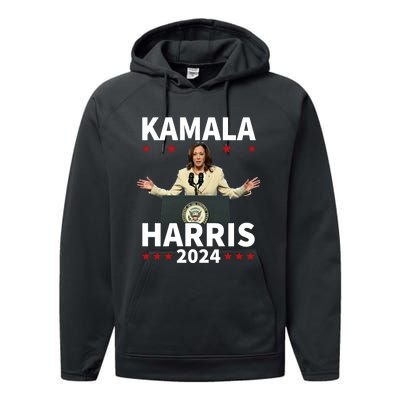 Kamala Harris 2024 Support Graphic Performance Fleece Hoodie