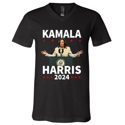 Kamala Harris 2024 Support Graphic V-Neck T-Shirt