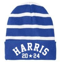 Kamala Harris 2024 Sporty Style Logo Striped Beanie with Solid Band