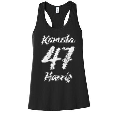 Kamala Harris 2024 Distressed President Election Women's Racerback Tank