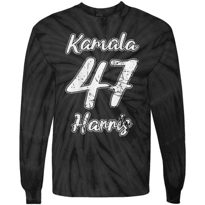 Kamala Harris 2024 Distressed President Election Tie-Dye Long Sleeve Shirt