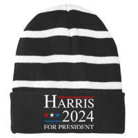 Kamala Harris 2024 For President Election Campaign Striped Beanie with Solid Band