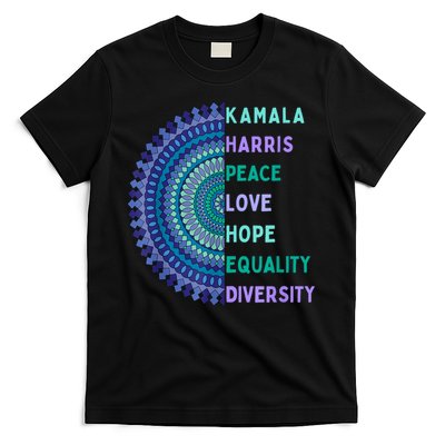 Kamala Harris 2024. Peace Love Hope Equality Diversity T-Shirt