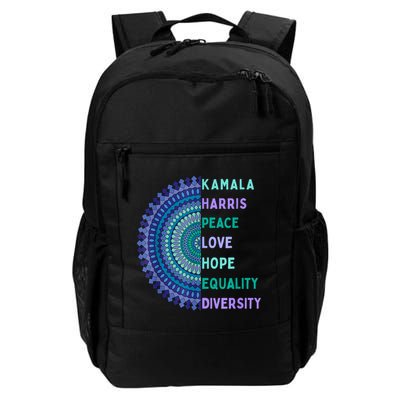 Kamala Harris 2024. Peace Love Hope Equality Diversity Backpack