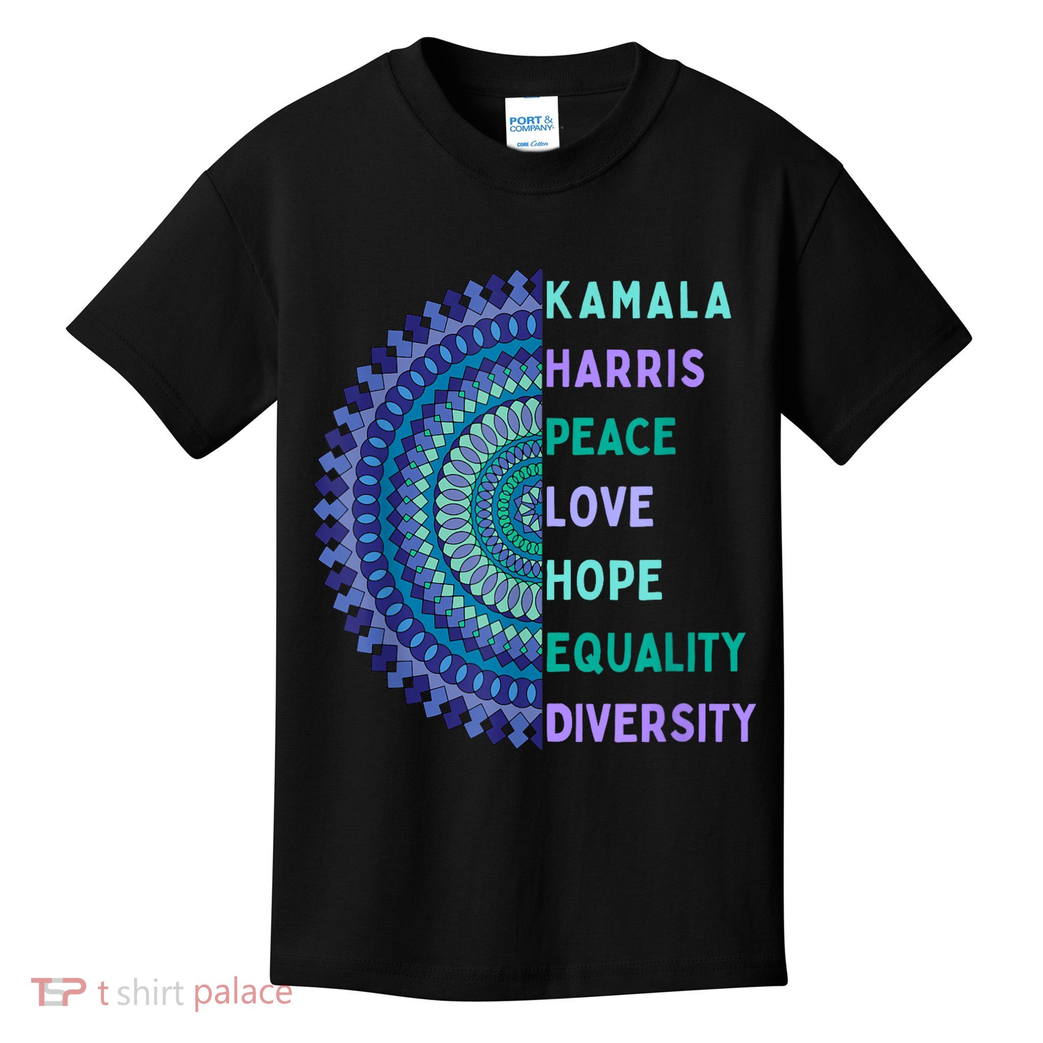 Kamala Harris 2024. Peace Love Hope Equality Diversity Kids T-Shirt