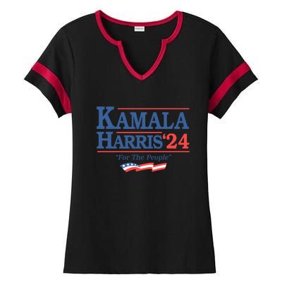 Kamala Harris 2024 For The People Slogan Graphic Ladies Halftime Notch Neck Tee