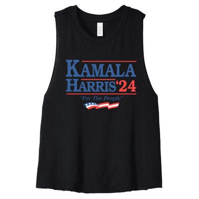 Kamala Harris 2024 For The People Slogan Graphic Women's Racerback Cropped Tank