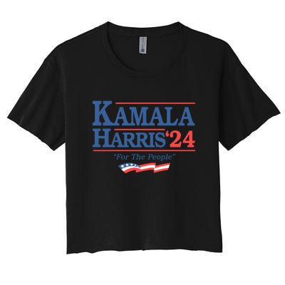 Kamala Harris 2024 For The People Slogan Graphic Women's Crop Top Tee