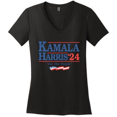 Kamala Harris 2024 For The People Slogan Graphic Women's V-Neck T-Shirt