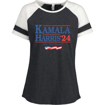 Kamala Harris 2024 For The People Slogan Graphic Enza Ladies Jersey Colorblock Tee