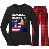 Kamala Harris 2024 Kamala For President Women's Long Sleeve Flannel Pajama Set 