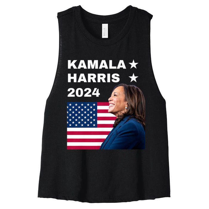 Kamala Harris 2024 Kamala For President Women's Racerback Cropped Tank