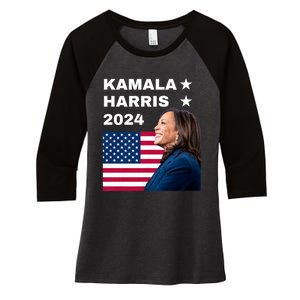 Kamala Harris 2024 Kamala For President Women's Tri-Blend 3/4-Sleeve Raglan Shirt