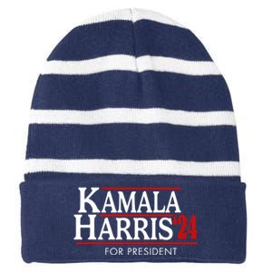 Kamala Harris 2024 For President Election Political Striped Beanie with Solid Band