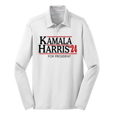 Kamala Harris 2024 For President Election Political Silk Touch Performance Long Sleeve Polo