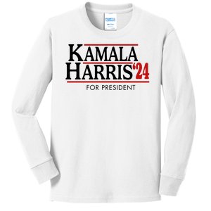 Kamala Harris 2024 For President Election Political Kids Long Sleeve Shirt