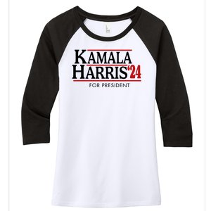 Kamala Harris 2024 For President Election Political Women's Tri-Blend 3/4-Sleeve Raglan Shirt