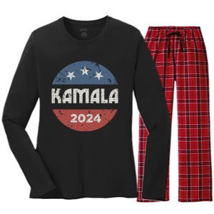 Kamala Harris 2024 For President Campaign Women's Long Sleeve Flannel Pajama Set 