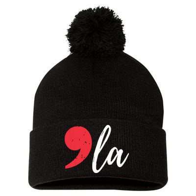 Kamala Harris 2024 President Comma La Funny Pom Pom 12in Knit Beanie