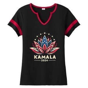 Kamala Harris 2024 Presidential Campaign American Lotus Ladies Halftime Notch Neck Tee