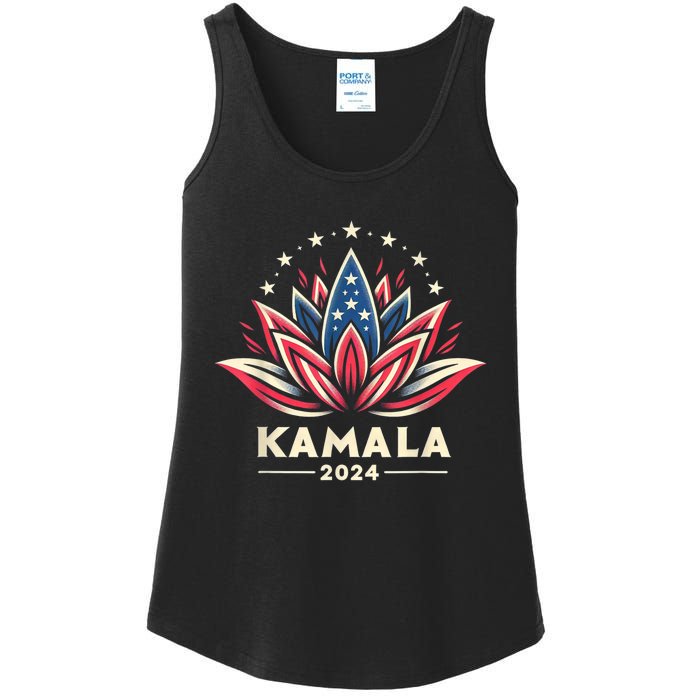 Kamala Harris 2024 Presidential Campaign American Lotus Ladies Essential Tank