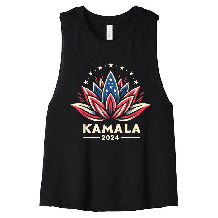 Kamala Harris 2024 Presidential Campaign American Lotus Women's Racerback Cropped Tank