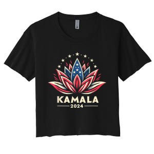 Kamala Harris 2024 Presidential Campaign American Lotus Women's Crop Top Tee