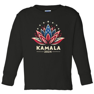 Kamala Harris 2024 Presidential Campaign American Lotus Gift Toddler Long Sleeve Shirt