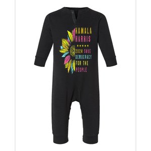 Kamala Harris 2024 Save Democracy For The People Sunflower Infant Fleece One Piece