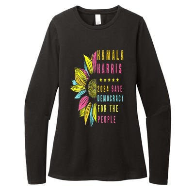 Kamala Harris 2024 Save Democracy For The People Sunflower Womens CVC Long Sleeve Shirt