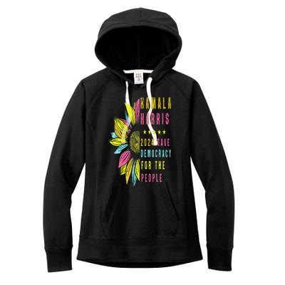 Kamala Harris 2024 Save Democracy For The People Sunflower Women's Fleece Hoodie